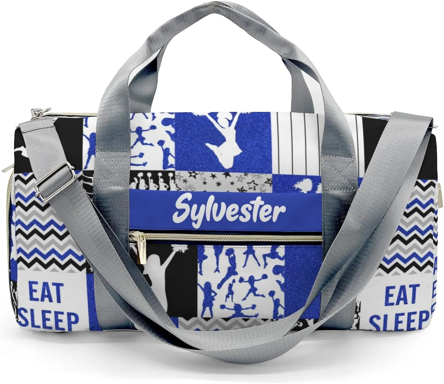 Personalized Cheerleader Glitter Cheer Saphire Custom Multi-functional Travel Bag, Unisex Portable Duffel Bag, Short Distance Travel Assistant