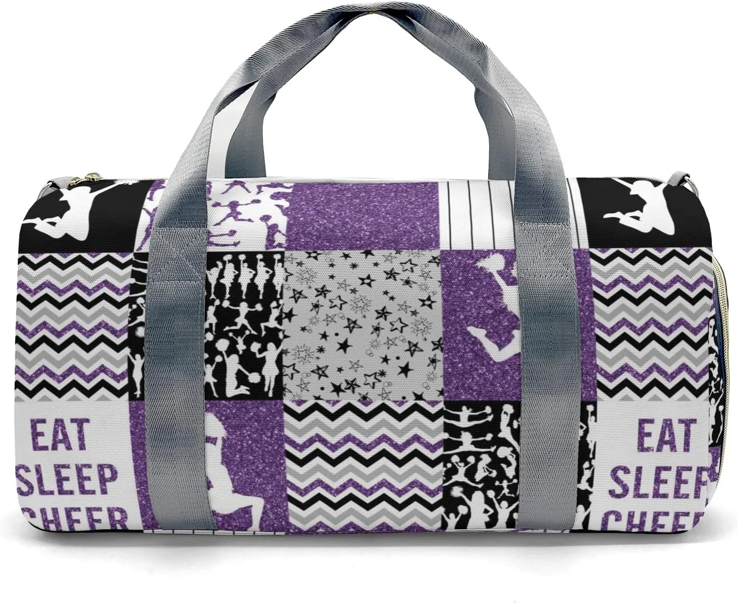 Personalized Cheerleader Glitter Purple Cheer Custom Multi-functional Travel Bag, Unisex Portable Duffel Bag, Short Distance Travel Assistant
