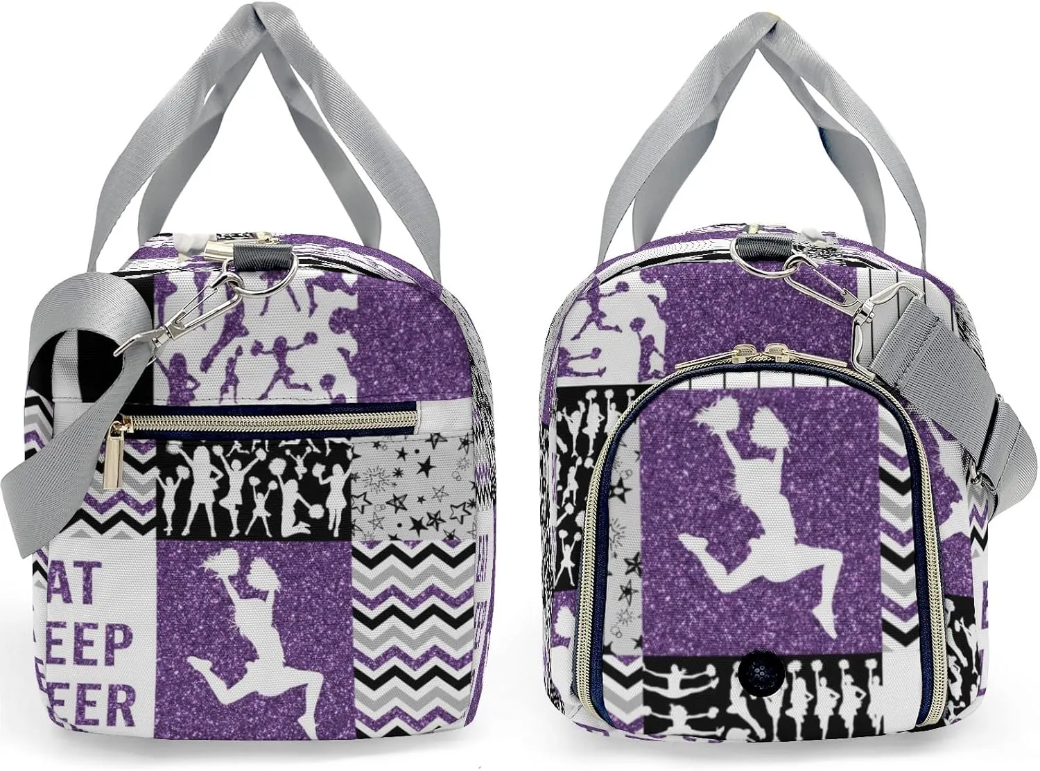 Personalized Cheerleader Glitter Purple Cheer Custom Multi-functional Travel Bag, Unisex Portable Duffel Bag, Short Distance Travel Assistant