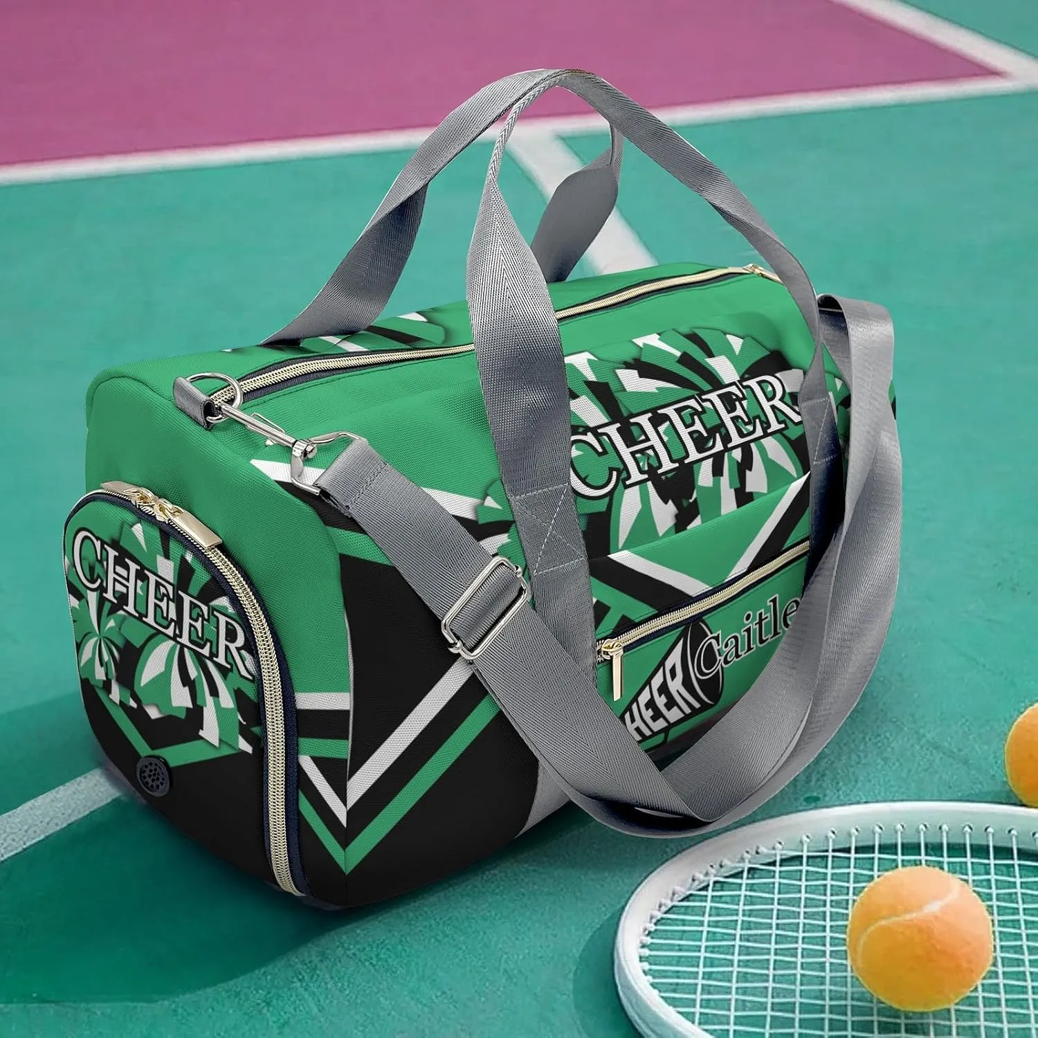 Personalized Cheerleader Green Custom Multi-functional Travel Bag, Unisex Portable Duffel Bag, Short Distance Travel Assistant