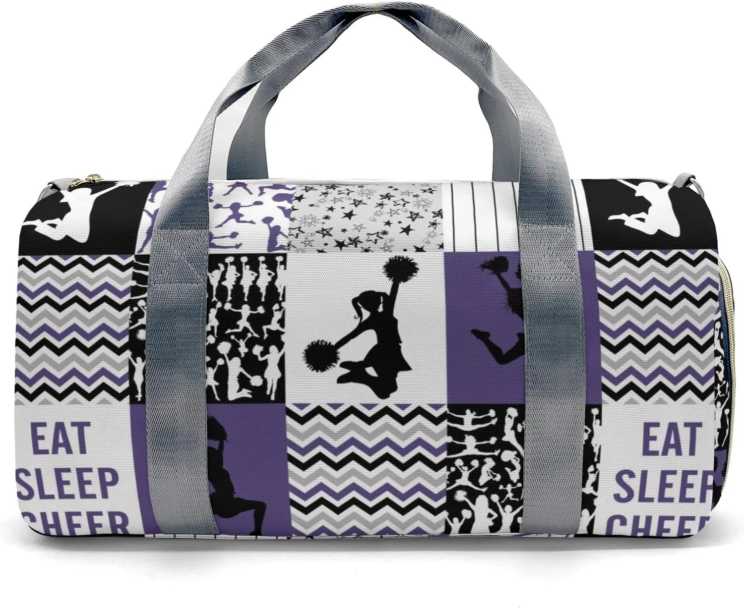 Personalized Cheerleader Patchwork Violet Custom Multi-functional Travel Bag, Unisex Portable Duffel Bag, Short Distance Travel Assistant