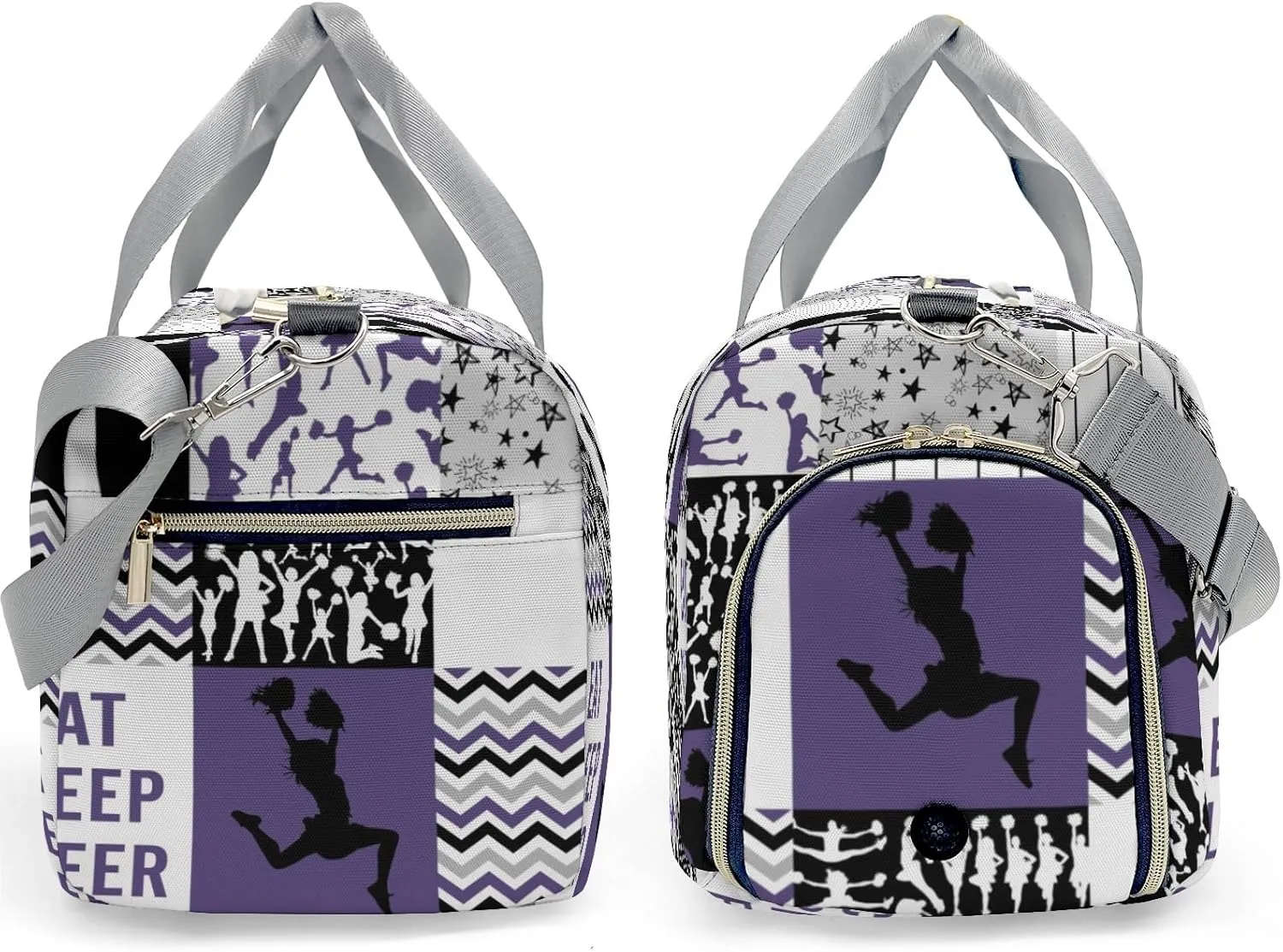 Personalized Cheerleader Patchwork Violet Custom Multi-functional Travel Bag, Unisex Portable Duffel Bag, Short Distance Travel Assistant