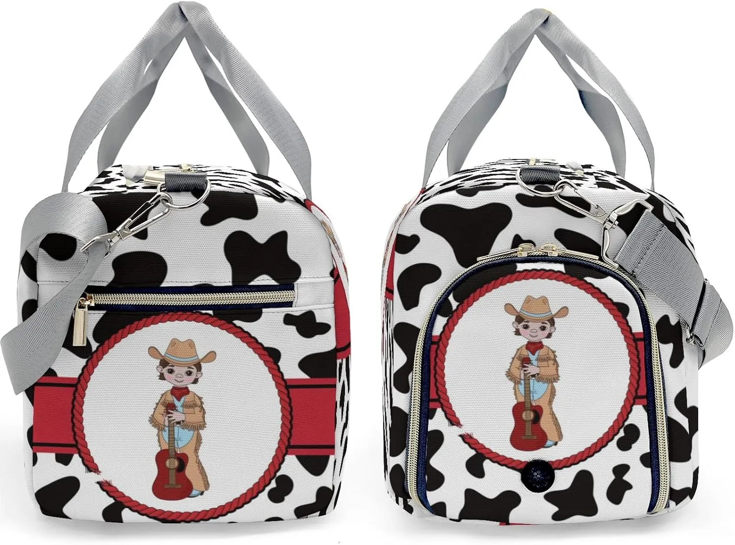 Personalized Cow Print Boy Custom Multi-functional Travel Bag, Unisex Portable Duffel Bag, Short Distance Travel Assistant