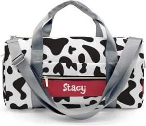 Personalized Cow Print Boy Custom Multi-functional Travel Bag, Unisex Portable Duffel Bag, Short Distance Travel Assistant