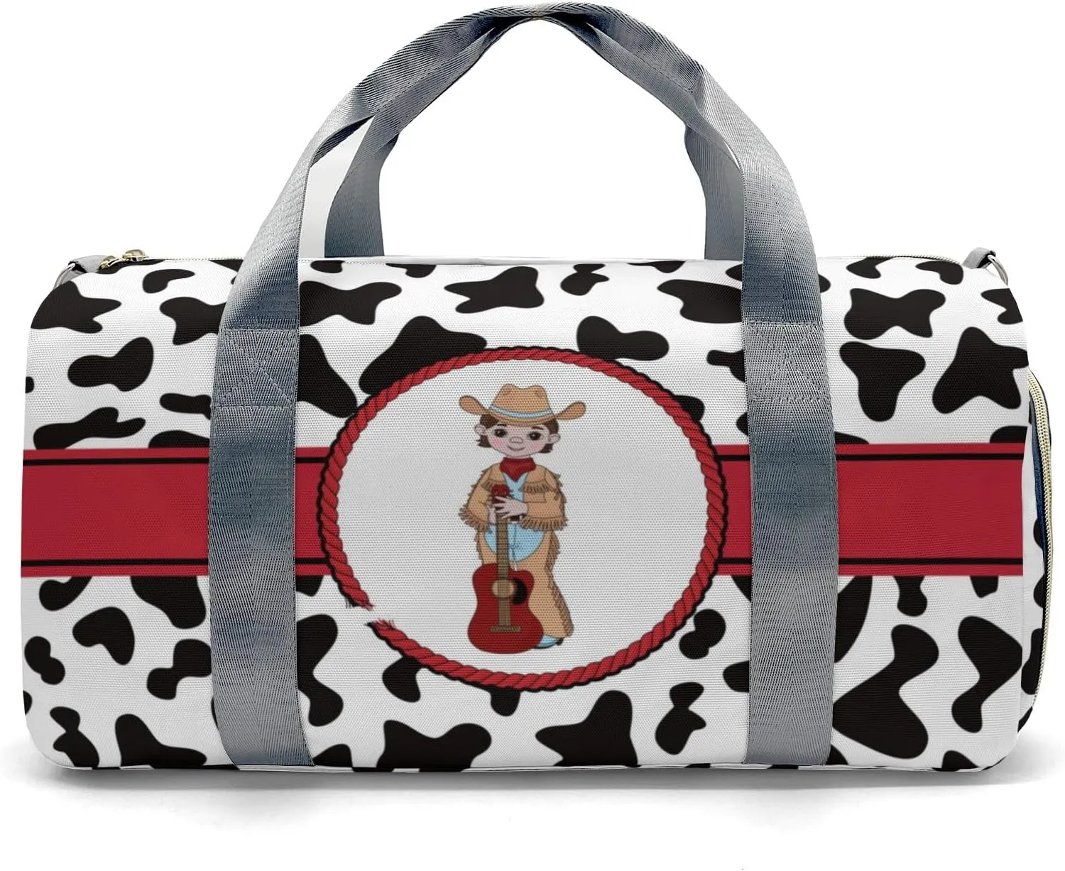 Personalized Cow Print Boy Custom Multi-functional Travel Bag, Unisex Portable Duffel Bag, Short Distance Travel Assistant