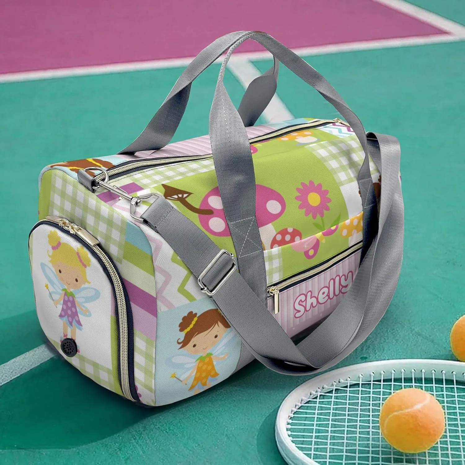Personalized Cute Garden Fairy Girl Butterfly Custom Multi-functional Travel Bag, Unisex Portable Duffel Bag, Short Distance Travel Assistant