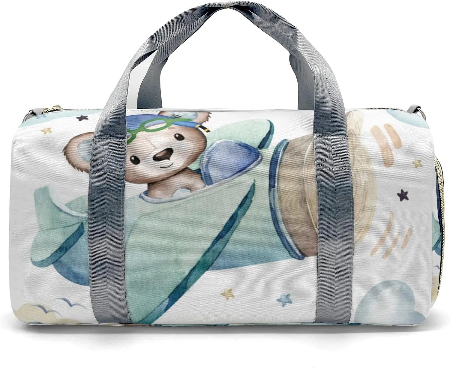 Personalized Cute Pilot Bear Custom Multi-functional Travel Bag, Unisex Portable Duffel Bag, Short Distance Travel Assistant