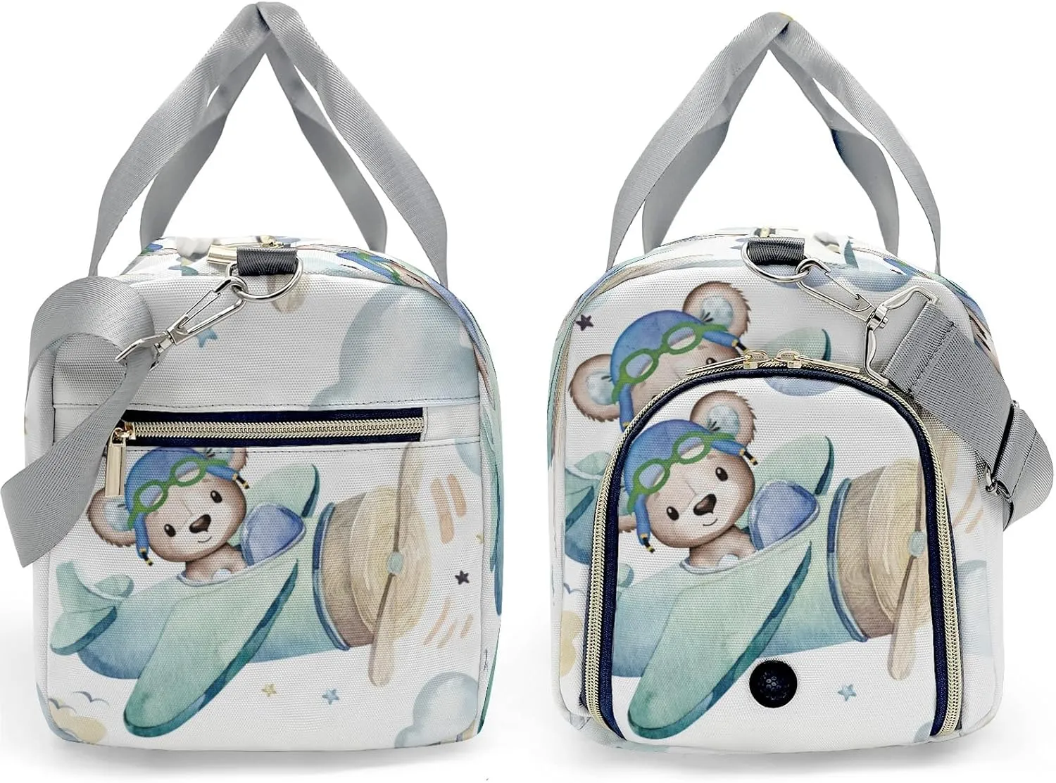 Personalized Cute Pilot Bear Custom Multi-functional Travel Bag, Unisex Portable Duffel Bag, Short Distance Travel Assistant
