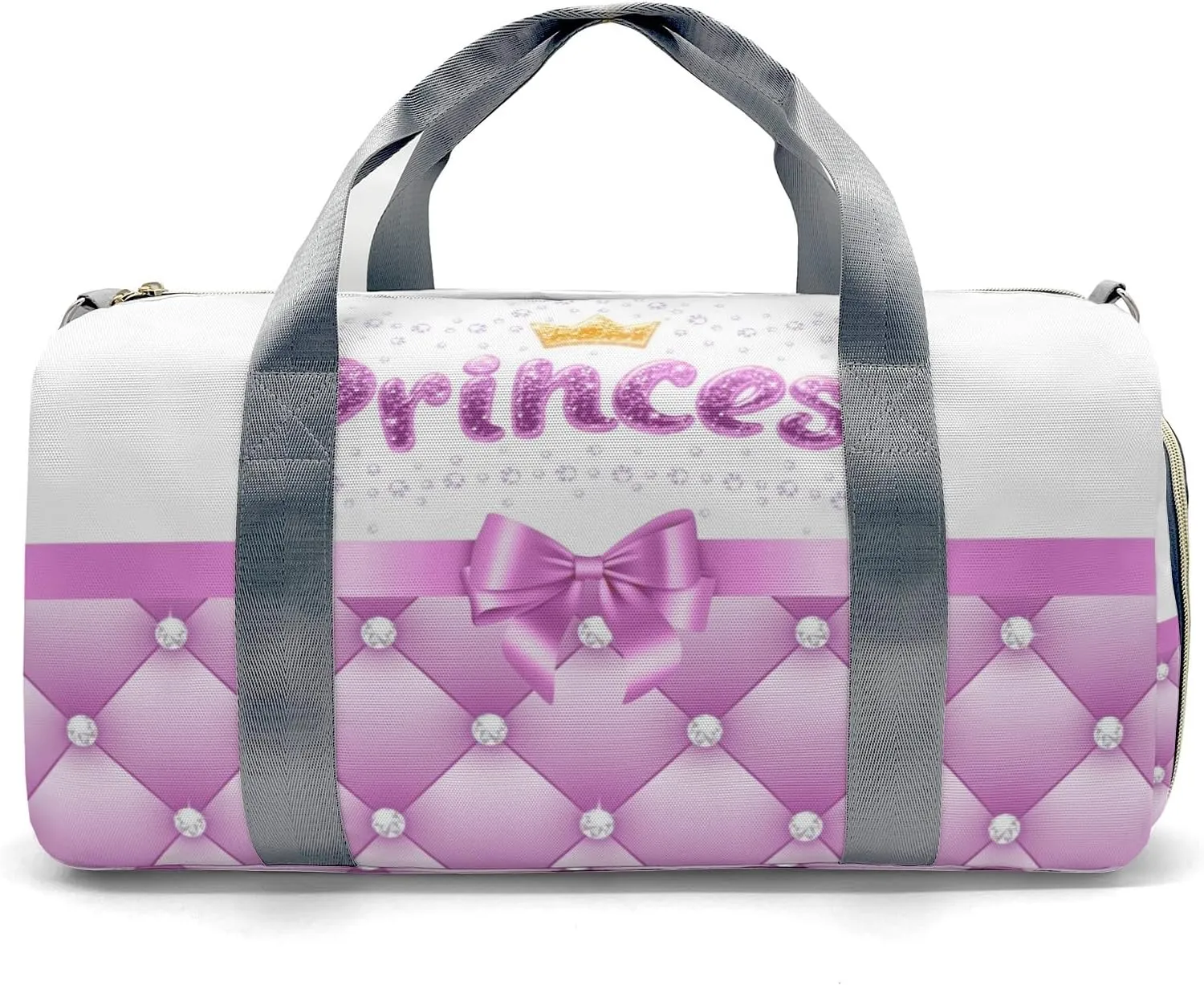 Personalized Diamond Princess Crown Purple Customized Multi-functional Handbag Travel Bag,Unisex Short Trip Portable Duffel Bag