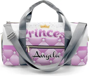 Personalized Diamond Princess Crown Purple Customized Multi-functional Handbag Travel Bag,Unisex Short Trip Portable Duffel Bag