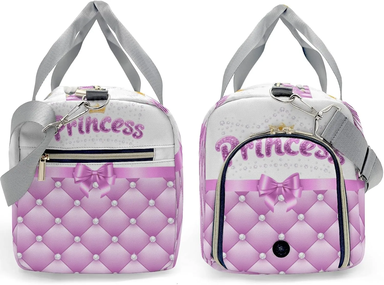 Personalized Diamond Princess Crown Purple Customized Multi-functional Handbag Travel Bag,Unisex Short Trip Portable Duffel Bag