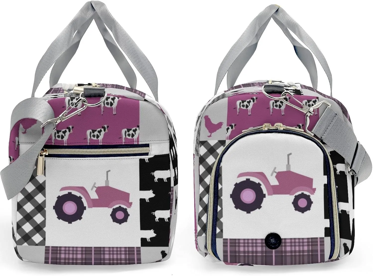 Personalized Farm Animals Car Patchwork Custom Multi-functional Travel Bag, Unisex Portable Duffel Bag, Short Distance Travel Assistant