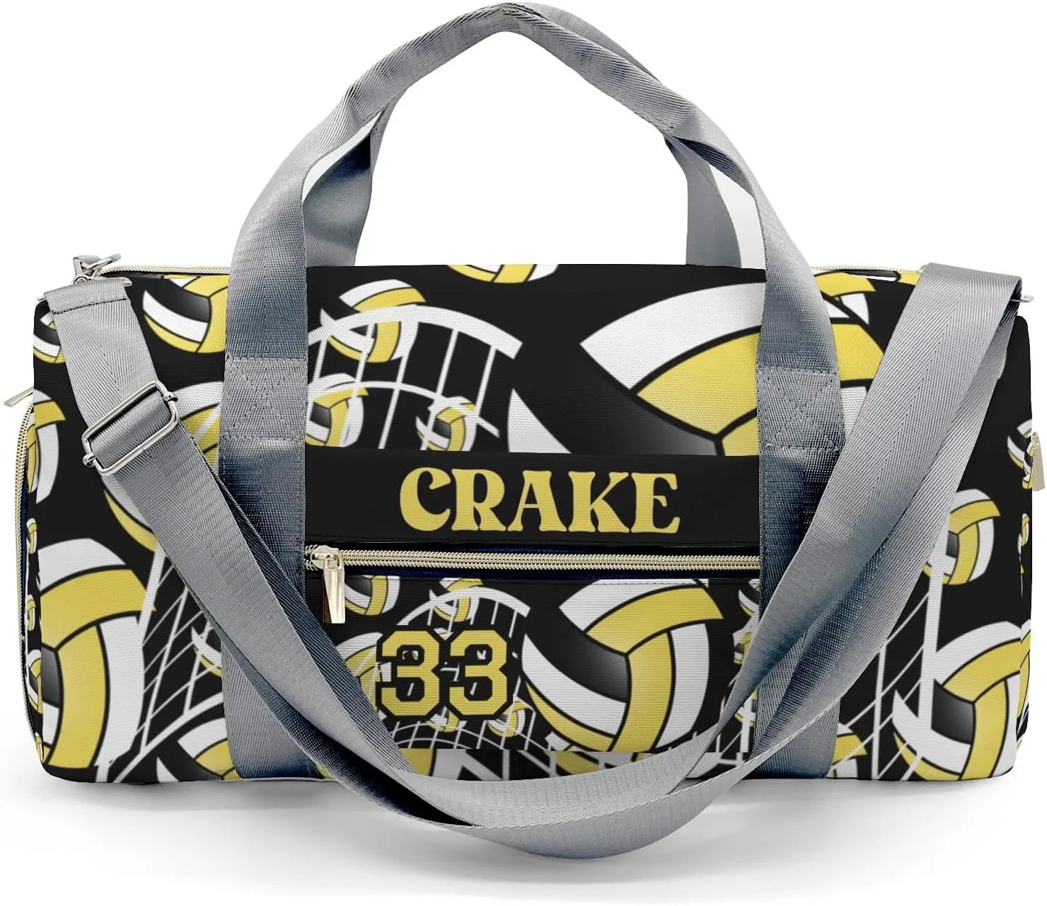 Personalized Gym Bag,Custom Name Volleyball Yelow Sport Duffel Bag Weekender Carry On Travel Duffel Bag