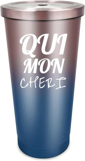 Personalized Tumbler Qui Mon Cheri Tumbler 20 oz Tumbler with Lid and Straw Insulated Tumblers Stainless Steel Tumbler, 17oz, white3