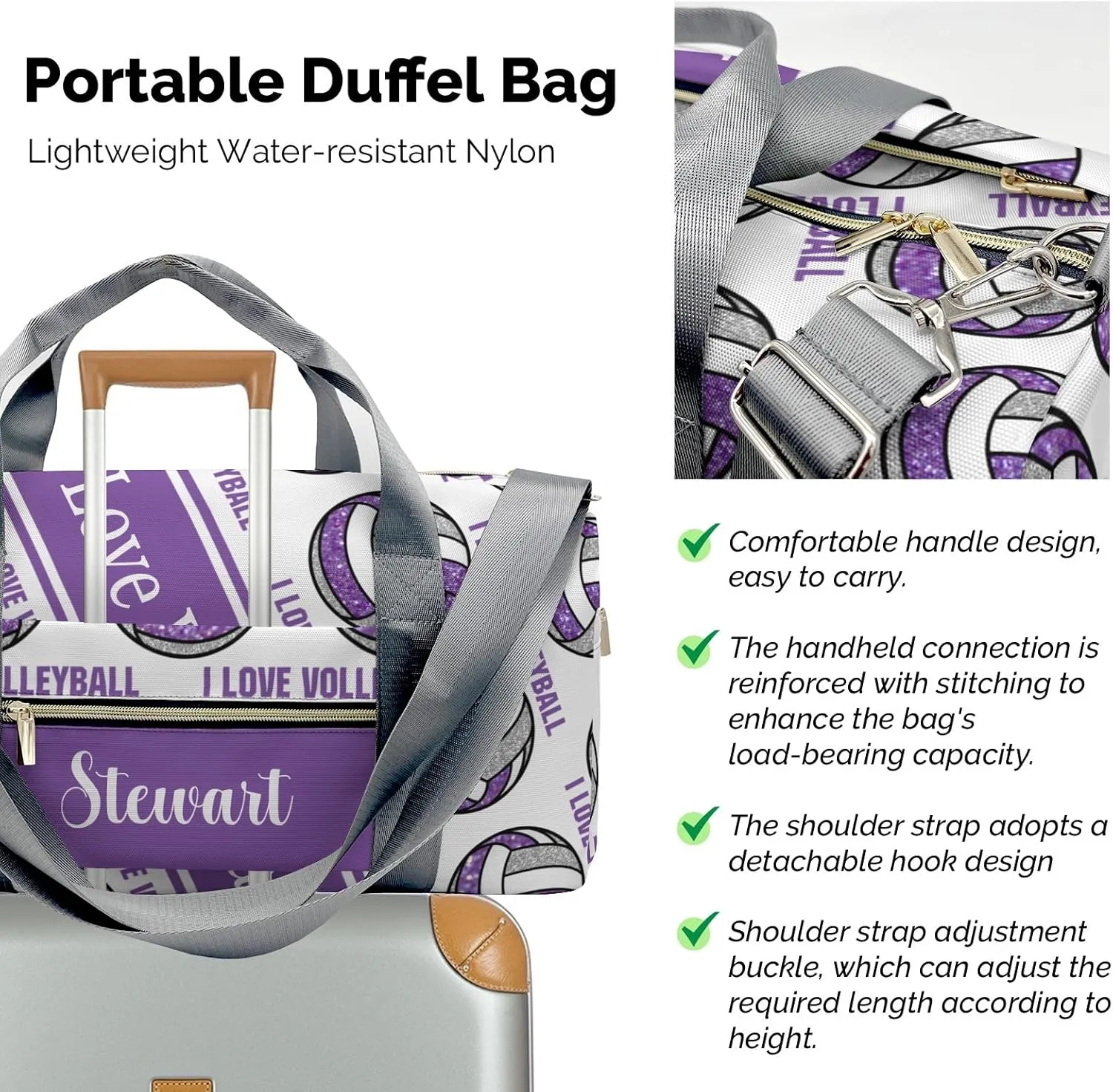 Personalized Volleyball Custom Multi-functional Travel Bag, Unisex Portable Duffel Bag, Short Distance Travel Assistant