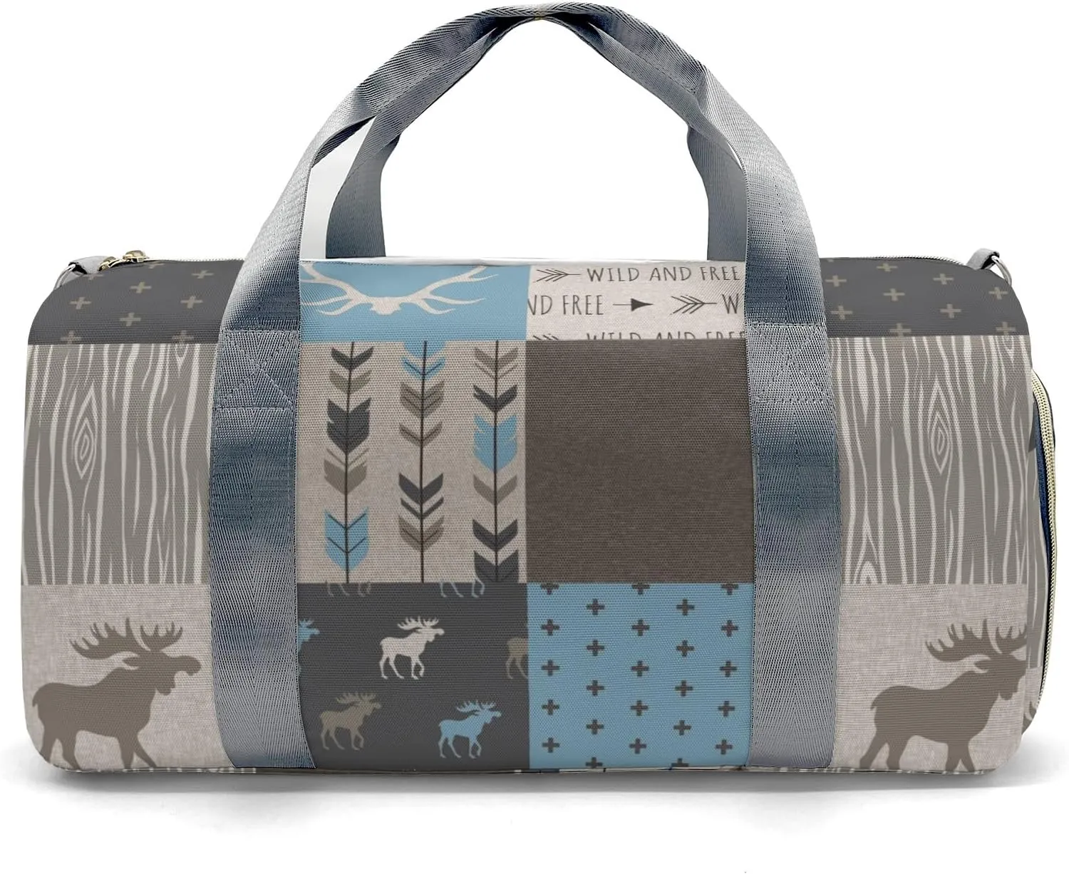 Personalized Wild and Free Deer Brown Custom Multi-functional Travel Bag, Unisex Portable Duffel Bag, Short Distance Travel Assistant