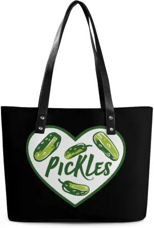 Pickles Lover Women's Tote Shoulder Bag Handbag Top Handle Leather 29 * 34 * 14cm