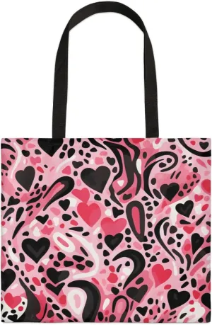 Pink Cartoon Strawberry Canvas Tote Bag for Women Men Stylish Tote Handbag Shoulder Bag Reusable Grocery Bag