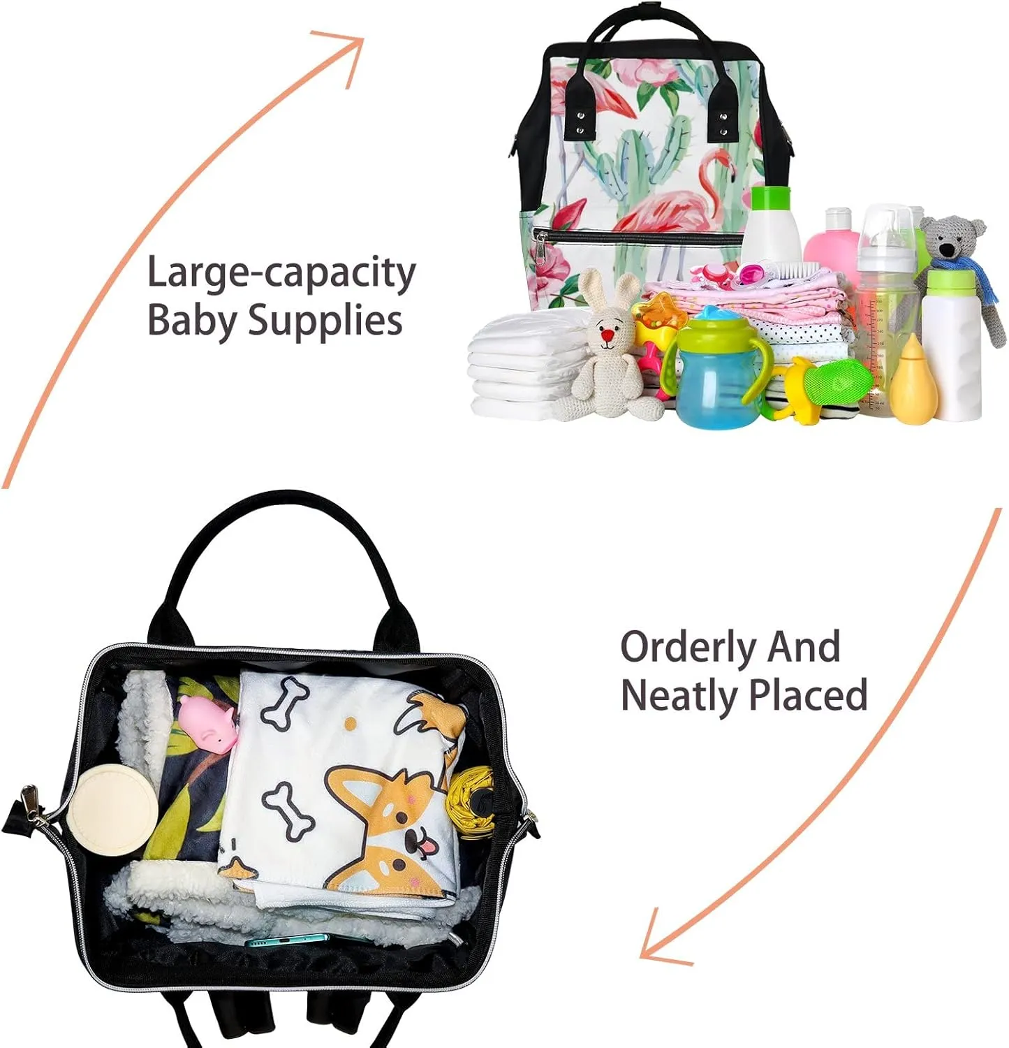 Pink Flamingo Cactus Diaper Bag Backpack Waterproof Backpack Baby Nappy Changing Bag for Travel Large Capacity Durable and Stylish for Woman