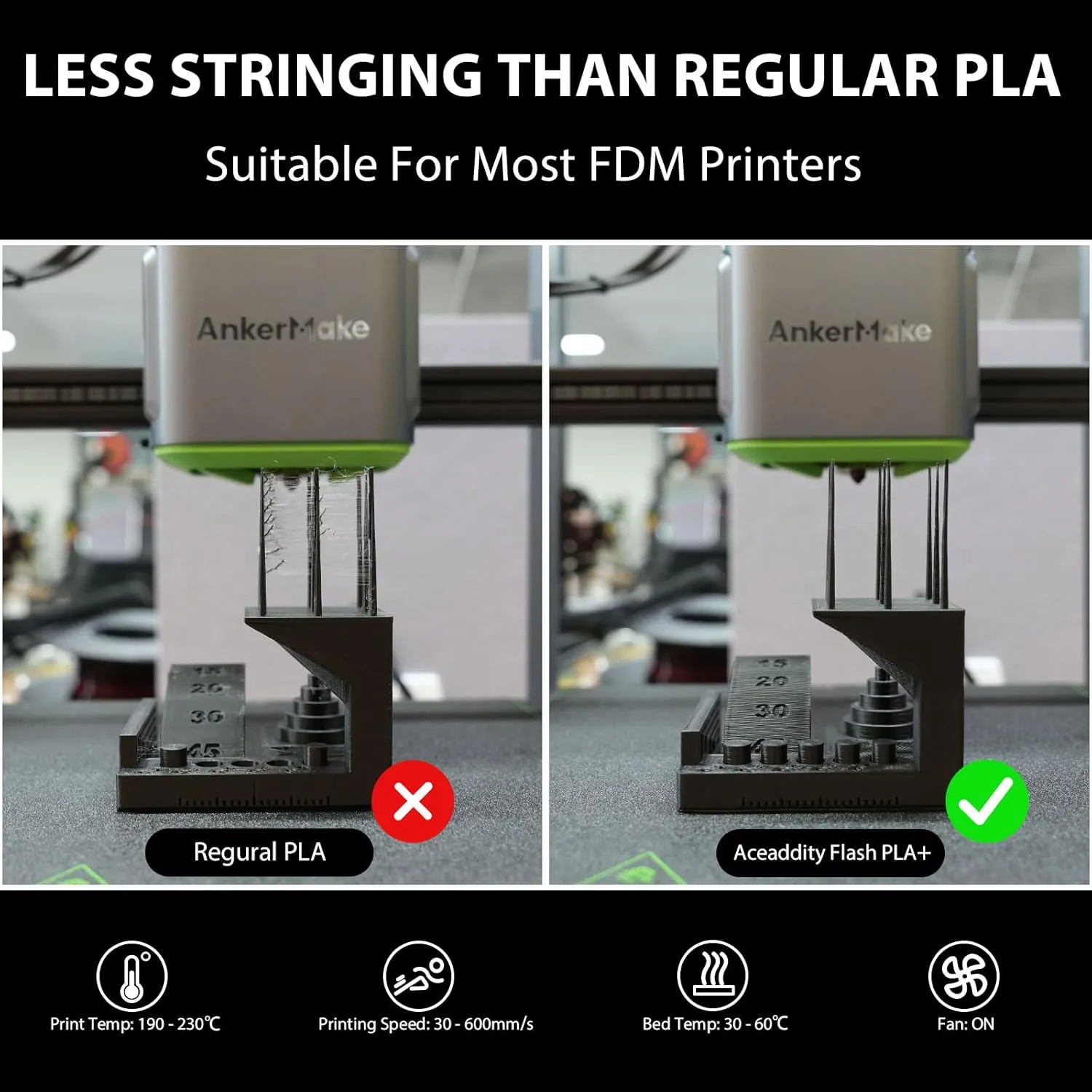 PLA  Filament 1.75mm, Flash PLA High Speed 3D Printer Filament, Dimensional Accuracy  /- 0.02mm, 1KG/Spool 3D Printing Filament Fits for Most FDM 3D Printers (1kg Silver)