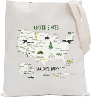 POFULL Natural Lovers Gift United States National Parks Tote Bag Outdoor Camping Hiking Gift