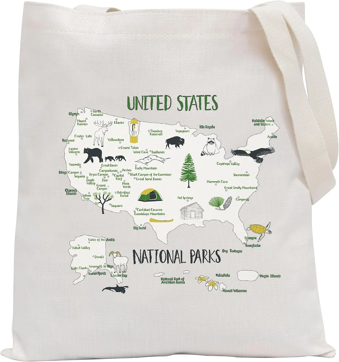 POFULL Natural Lovers Gift United States National Parks Tote Bag Outdoor Camping Hiking Gift