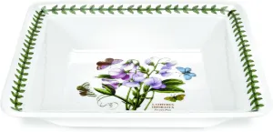 Portmeirion Botanic Garden 12-Inch Low Square Serving Bowl, Sweet Pea Motif - Fine Porcelain with Chip-Resistant Glaze, Dishwasher, Microwave, Freezer, Oven Safe - Multi-Functional Serveware