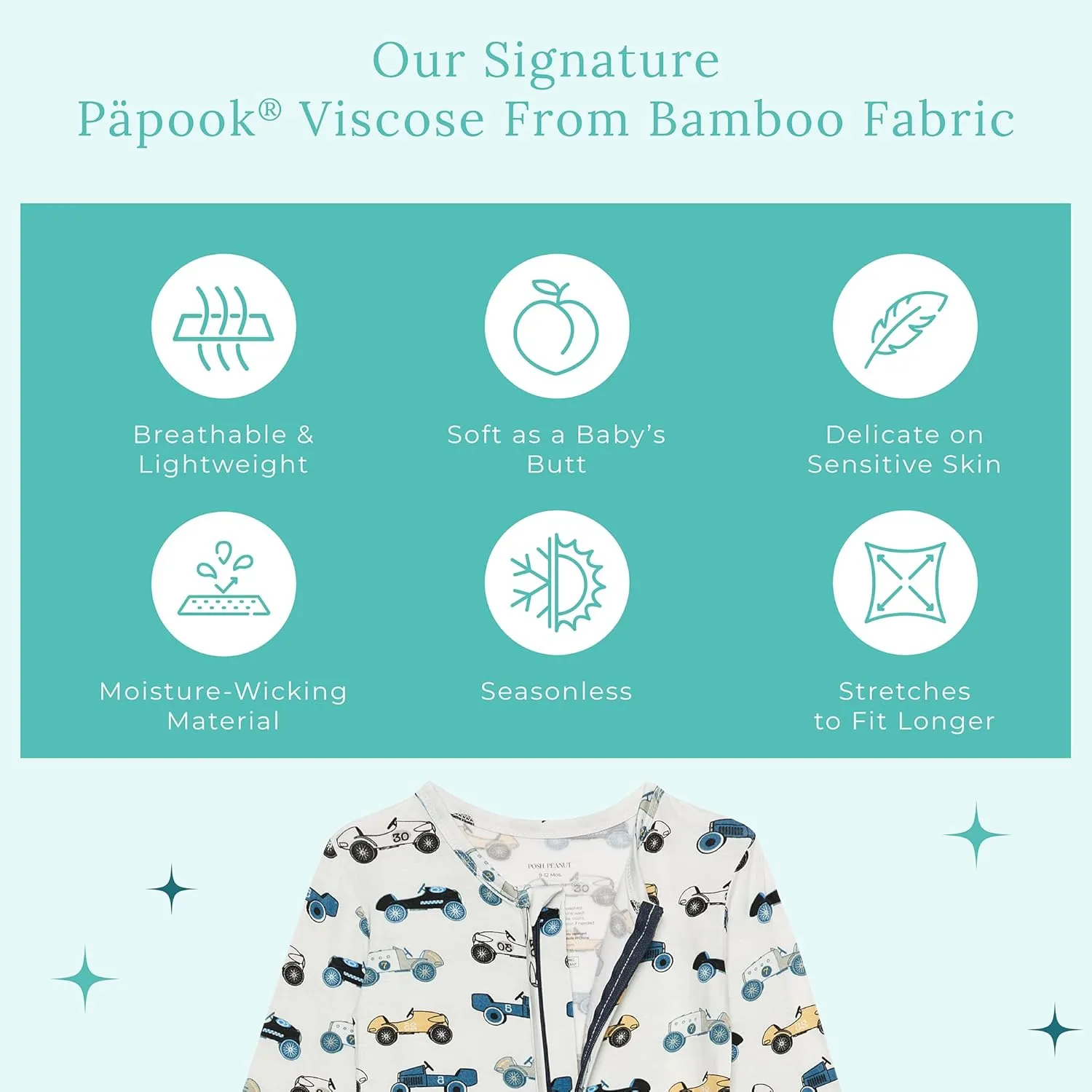 Posh Peanut Baby Boy Footie Pajamas - Soft Viscose Made from Bamboo 2 Way Zipper Sleepers & Onesies