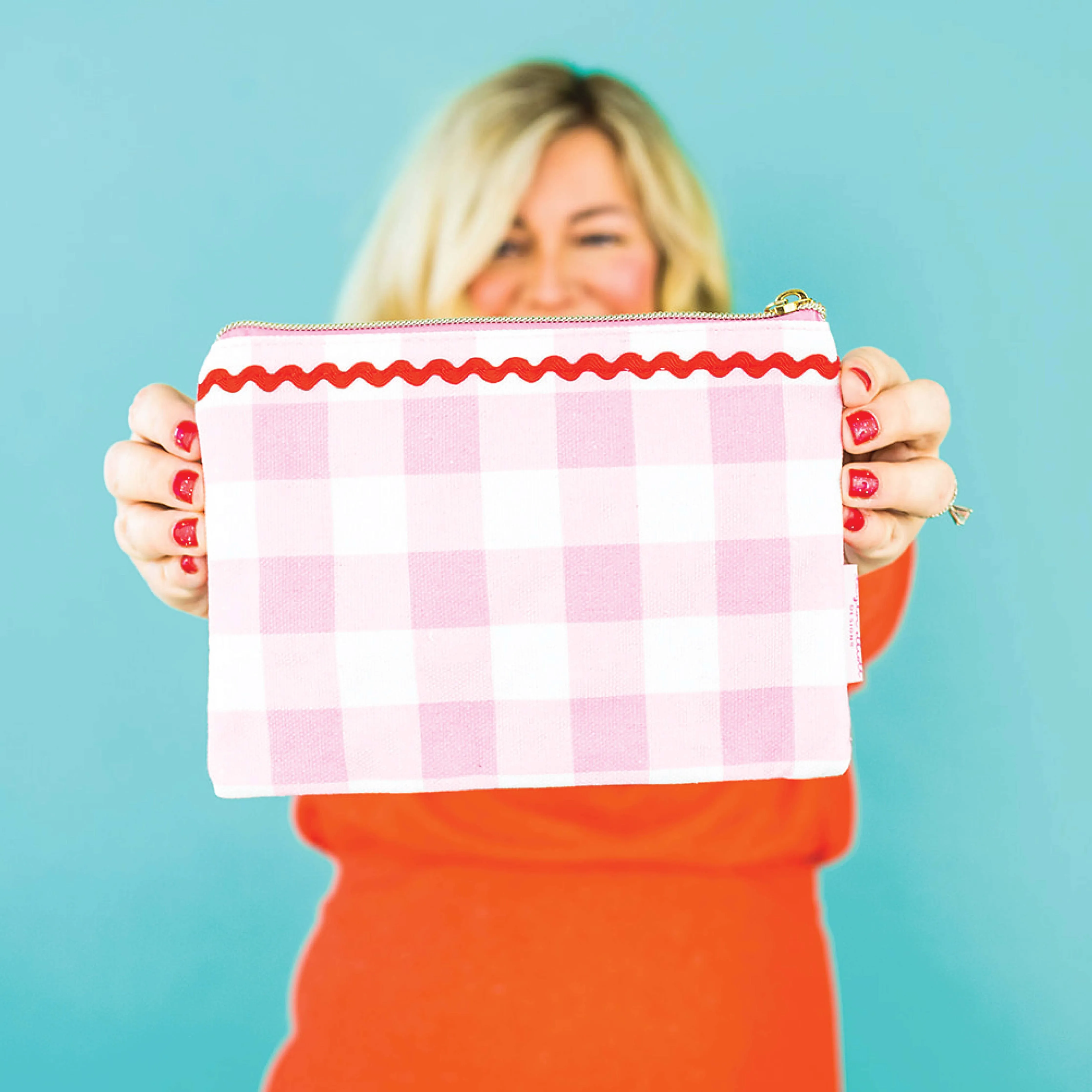 Pouch - Red   Pink Pom-Pom - Medium