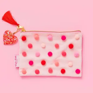 Pouch - Red   Pink Pom-Pom - Medium