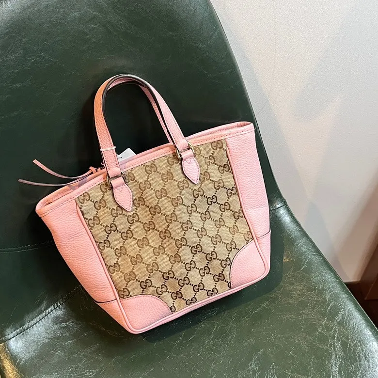 Preloved Gucci Canvas & Leather Pink 2-Way Handbag AF697