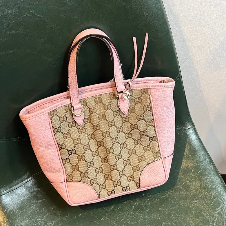 Preloved Gucci Canvas & Leather Pink 2-Way Handbag AF697