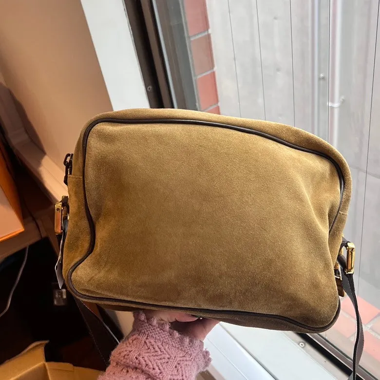 Preloved LOEWE Suede & Leather Crossbody Bag AF150 Camel