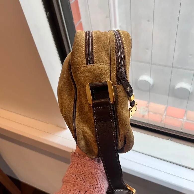 Preloved LOEWE Suede & Leather Crossbody Bag AF150 Camel
