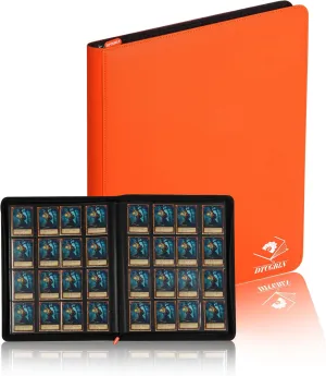 Premium Trading Card Binder for PKM TCG MTG Cards,Holds 1000  Cards,16 -Pocket Ringless Side Loading Binder with Zipper Trading Card Album Folder for Poke TCG Cards Etc.- Orange