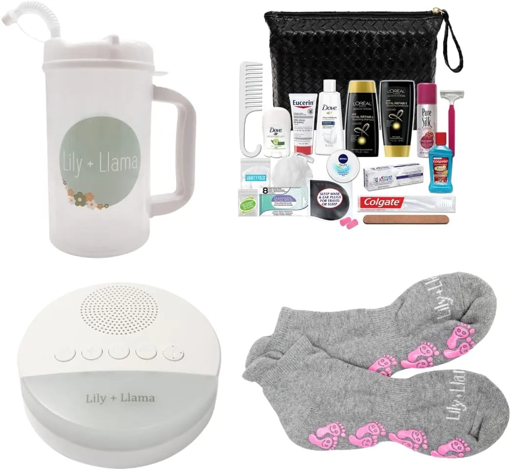 Prepacked Hospital Birth Bag for Labor and Delivery - Mom and Baby Bundle - 18 Items