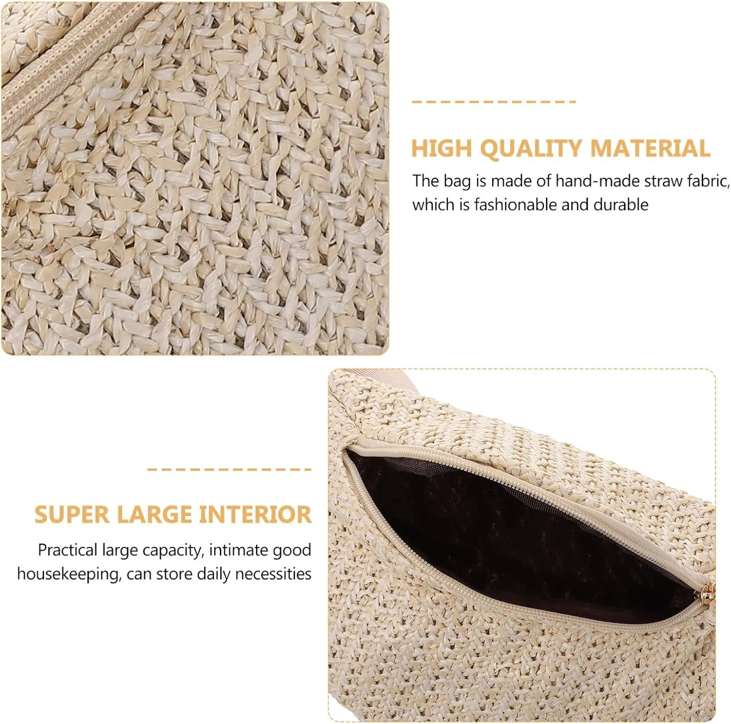 PRETYZOOM fanny pack Chest Bag Waist Pouch Cross- body Pouch Imitation Straw Woven Waist summer fanny Bag