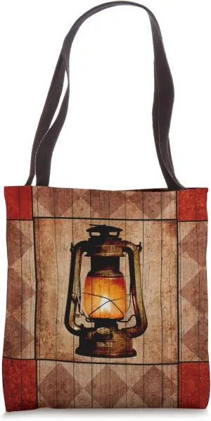 Primitive Farmhouse Style Lantern Tote Bag