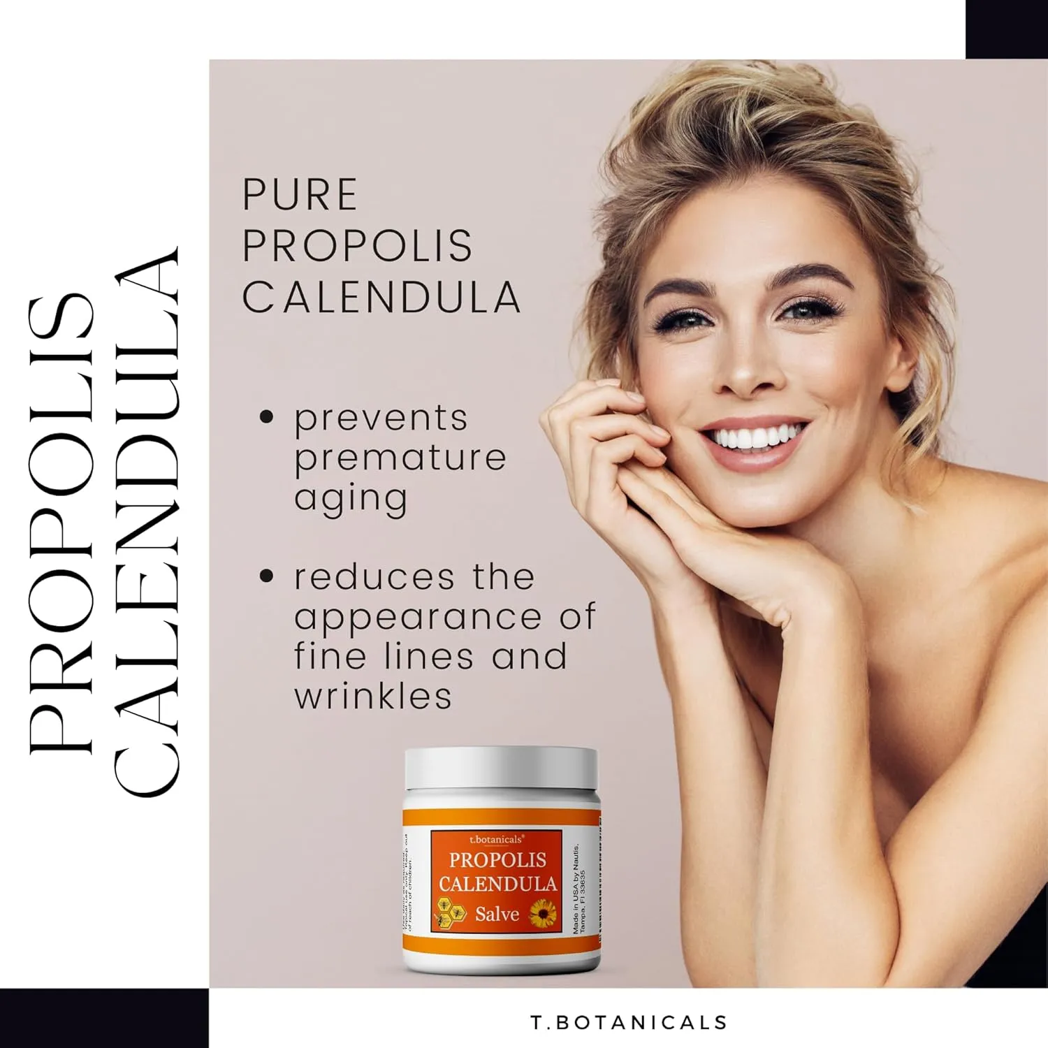Propolis Calendula Salve, Skin Soothing Balm, Herbal Moisturizer, Made in USA