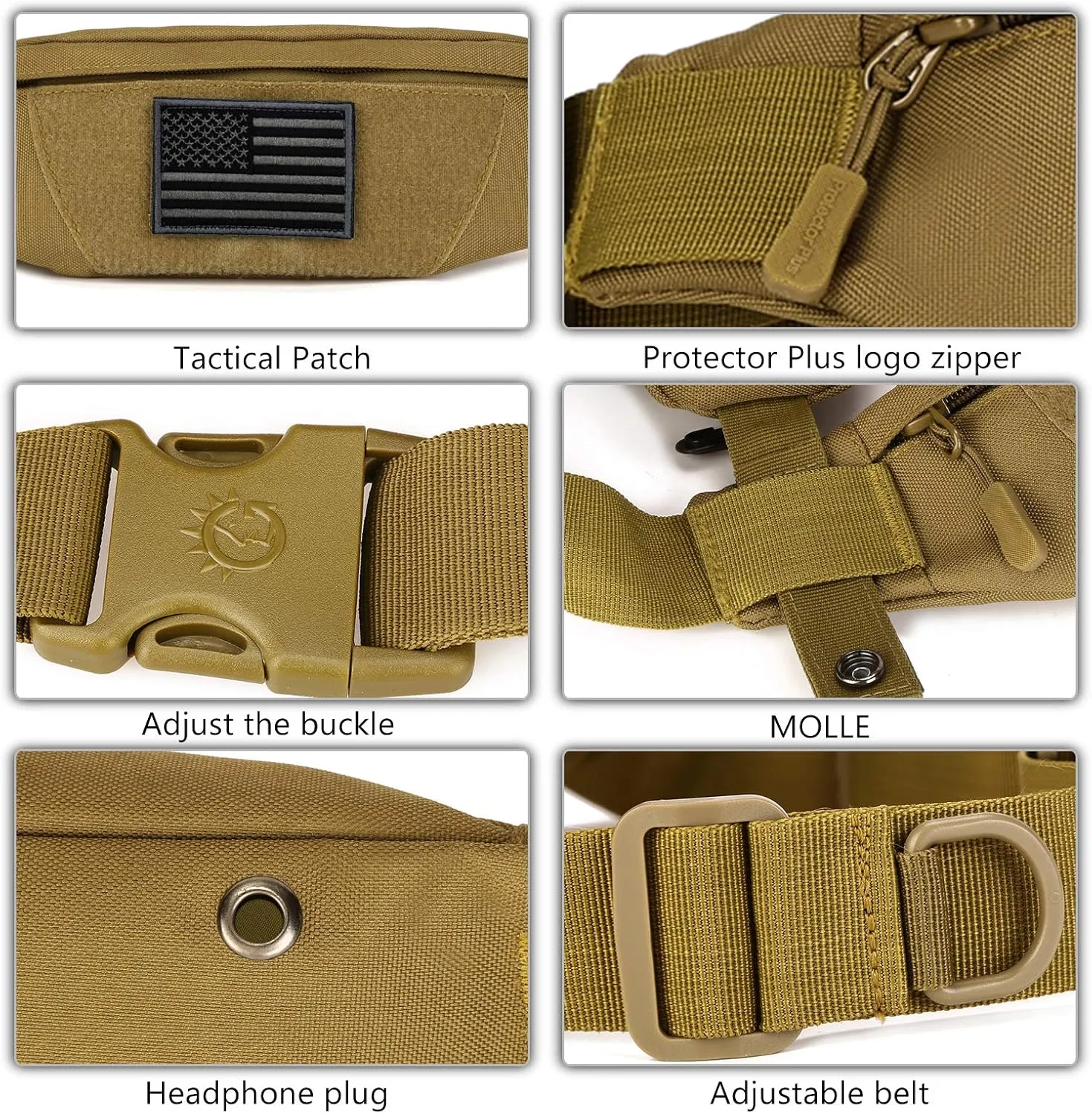 Protector Plus Tactical Running Waist Pack Belt Military Fitness Fanny Bag Sling Hip Bumbag MOLLE Army Lumbar Gear Pocket (Patch Included)