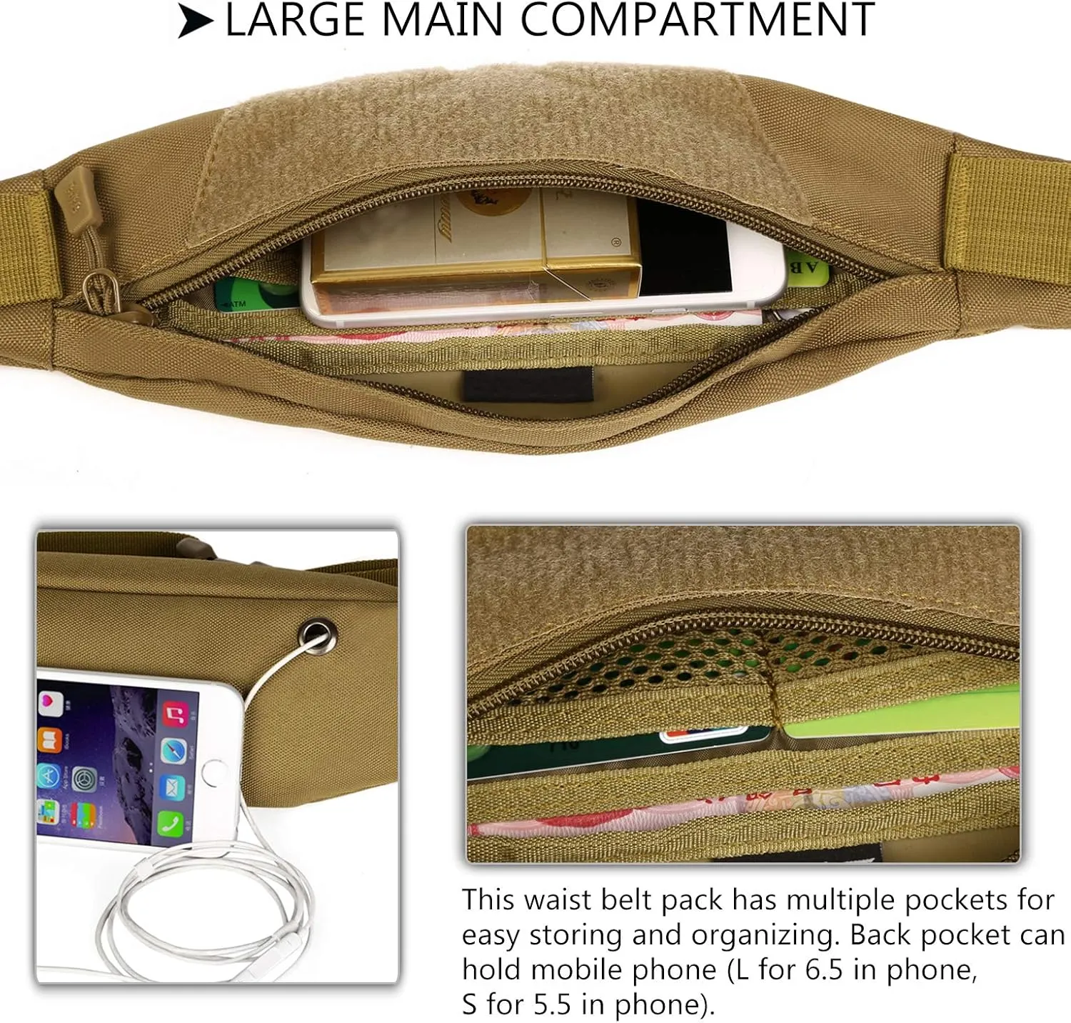 Protector Plus Tactical Running Waist Pack Belt Military Fitness Fanny Bag Sling Hip Bumbag MOLLE Army Lumbar Gear Pocket (Patch Included)