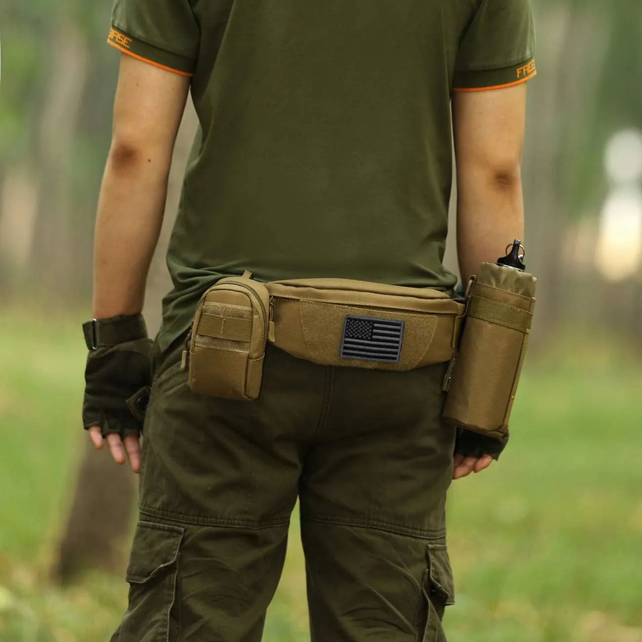 Protector Plus Tactical Running Waist Pack Belt Military Fitness Fanny Bag Sling Hip Bumbag MOLLE Army Lumbar Gear Pocket (Patch Included)