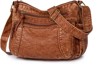 PU Leather Bags for Women, Multi-pockets Small Shoulder Bag with Zipper, Womens Tote Handbag for Work, Crossbody Purse