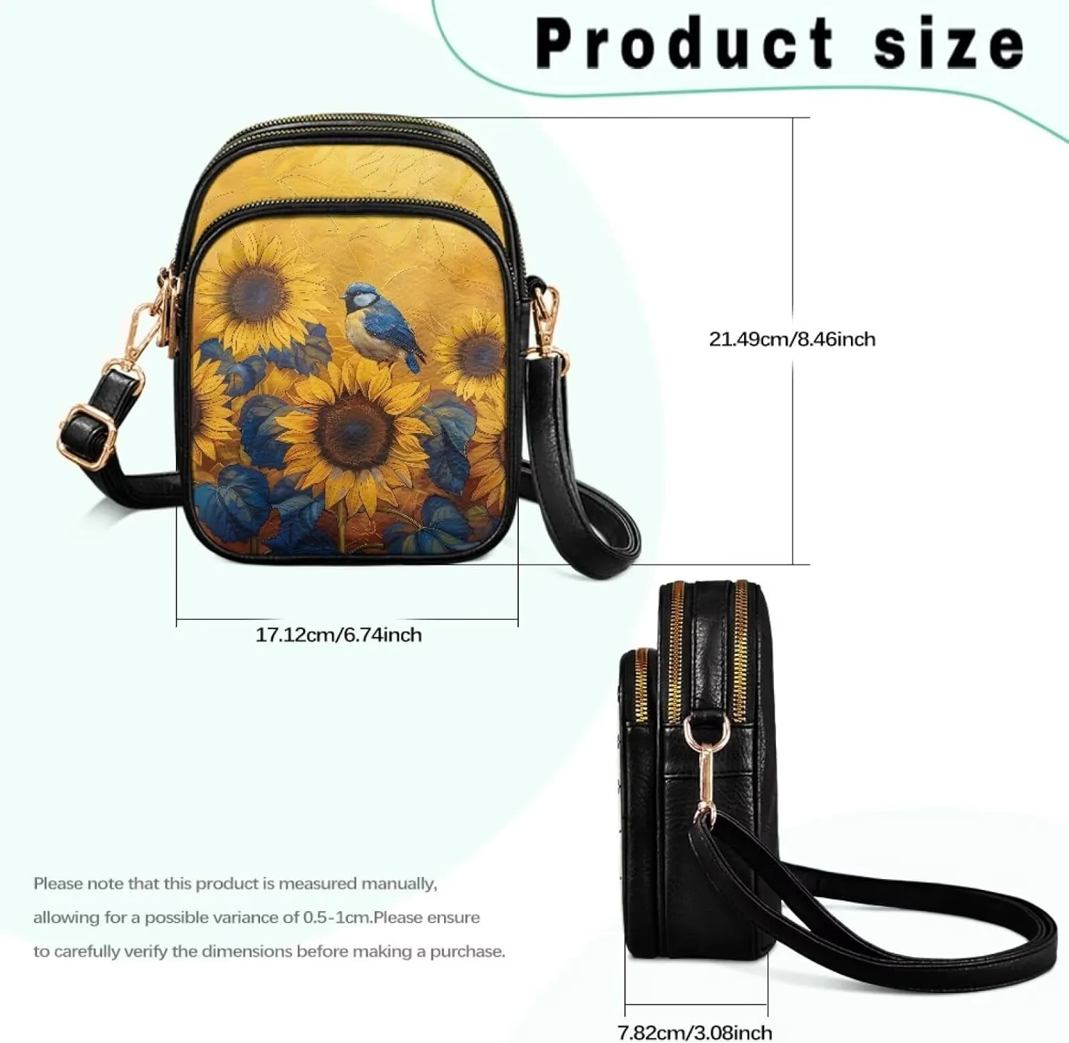 PU Leather Crossbody Bags for Women Ladies Lightweight Cross Body Shoulder Purses Handbag with Muti Zipper Pockets
