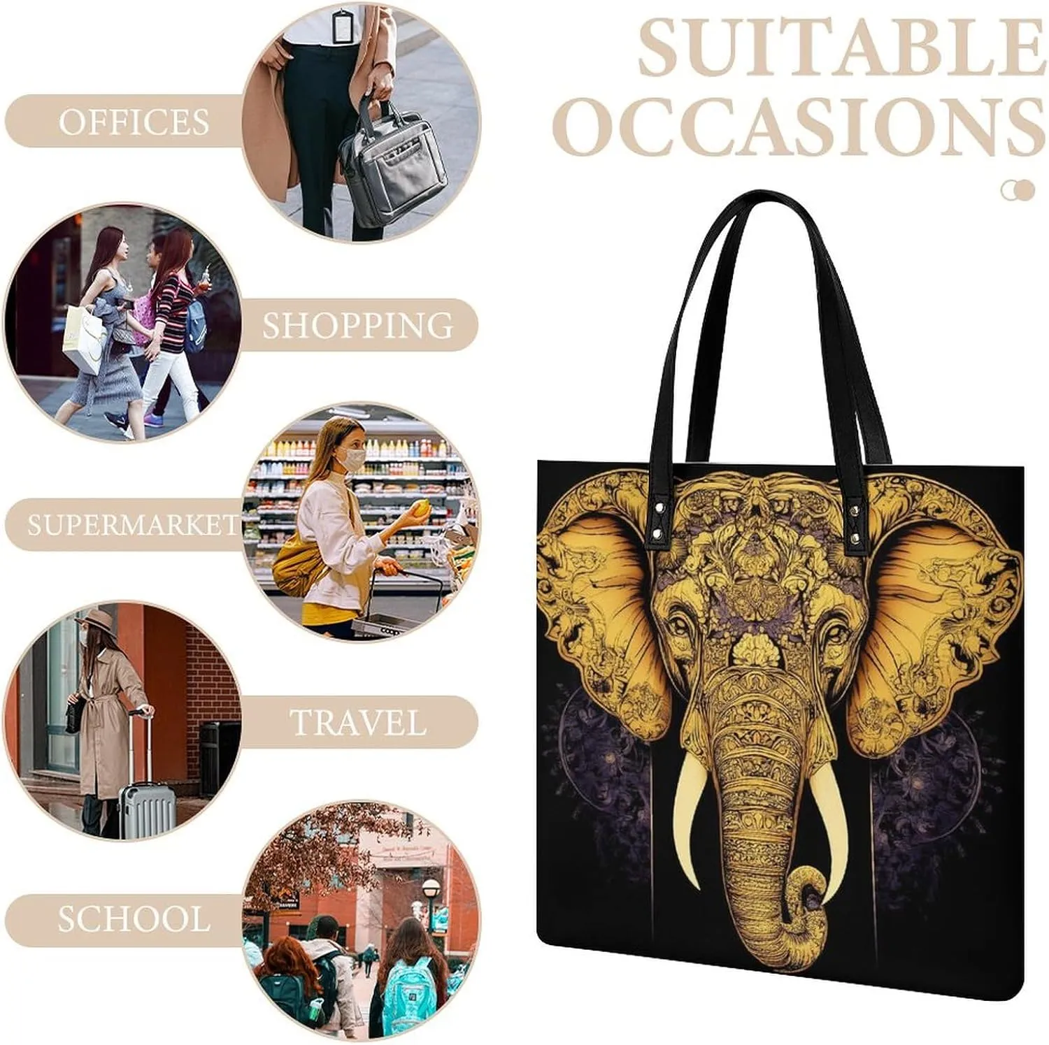 Pu Leather Tote Bag for Women Work Shoulder Bags Purses Handbags