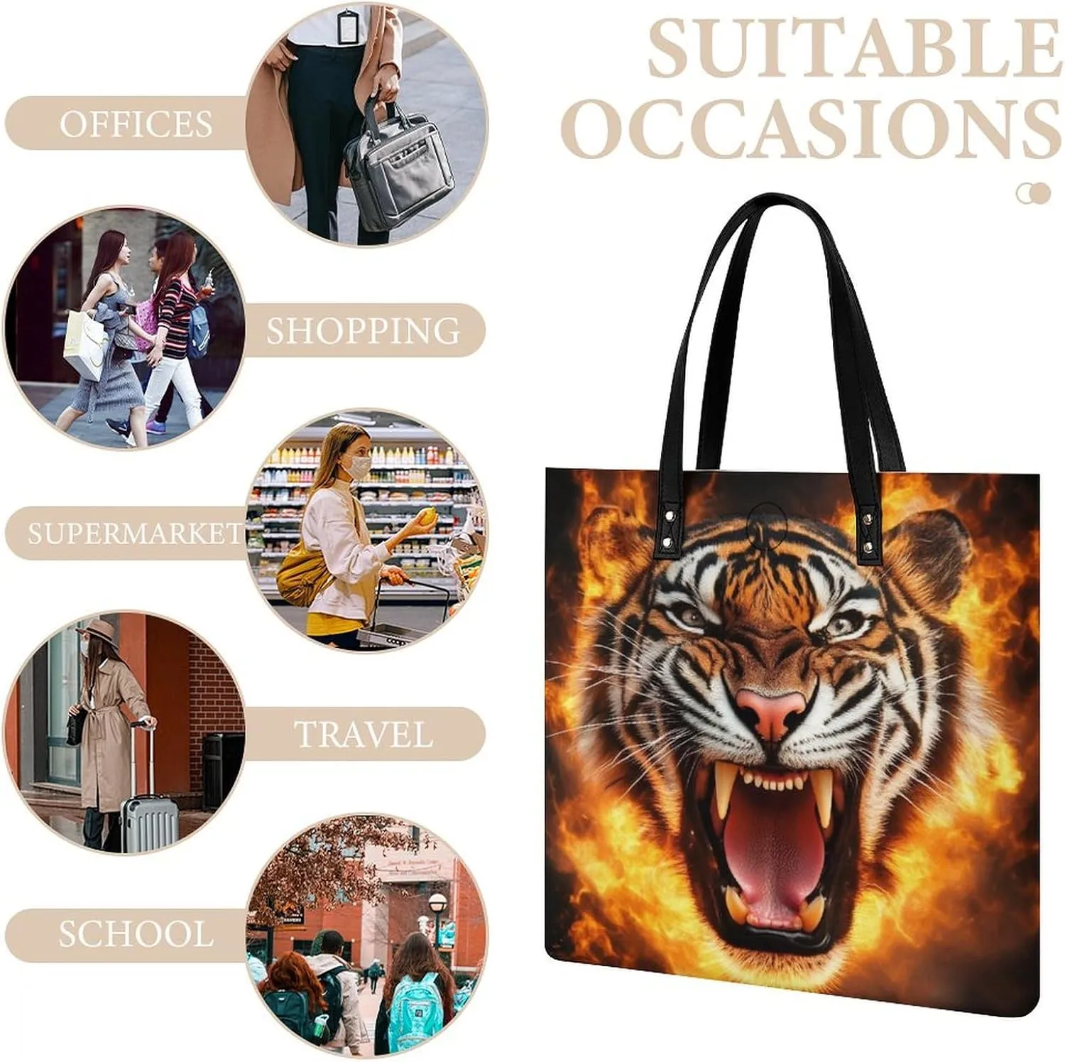 Pu Leather Tote Bag for Women Work Shoulder Bags Purses Handbags
