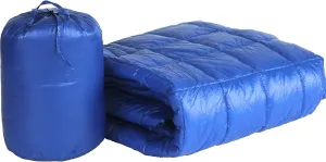 PUFF 50" x 70" High Loft Down Indoor/Outdoor Water Resistant Throw with Extra Strong Nylon Cover, Electric Blue