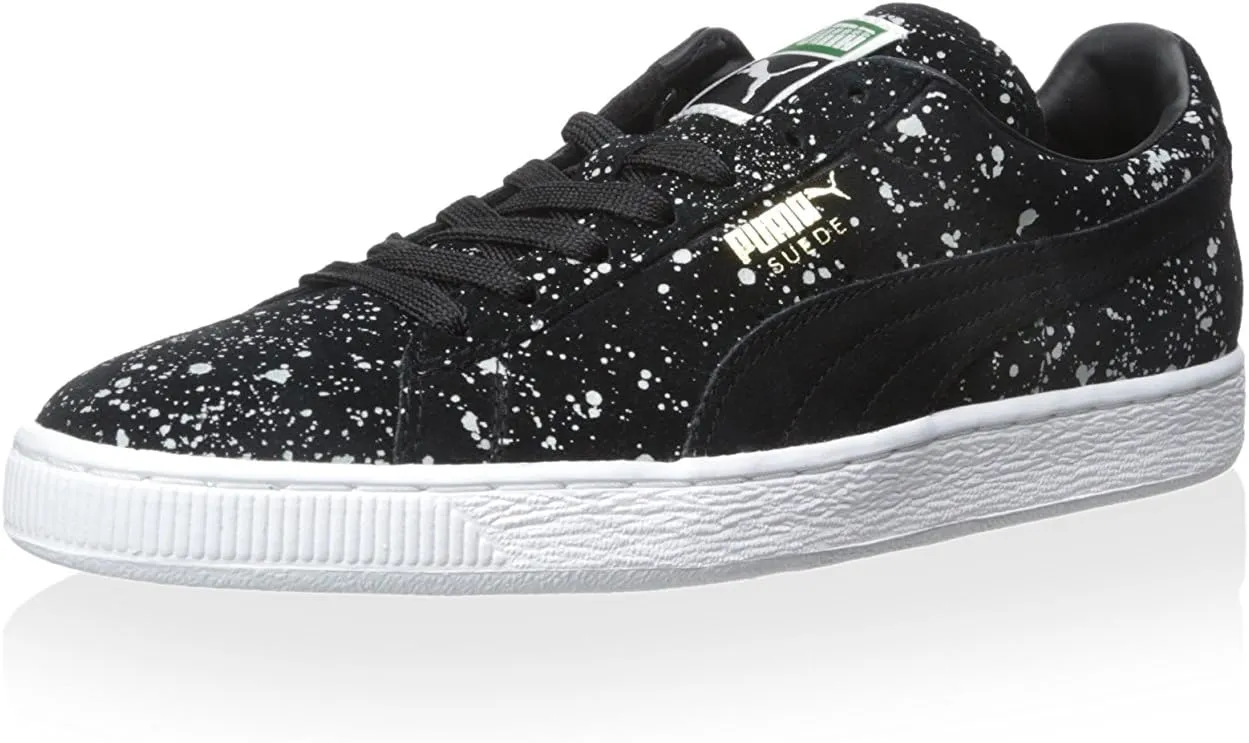 PUMA 358671-01 Men Suede Classic Black Splatter Black/Black/White