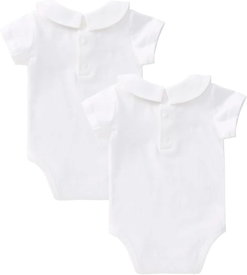 pureborn Baby Romper Bodysuits 2-Pack Unisex Soft Cotton One-Piece Outfit for Infant Boys Girls 0-24 Months