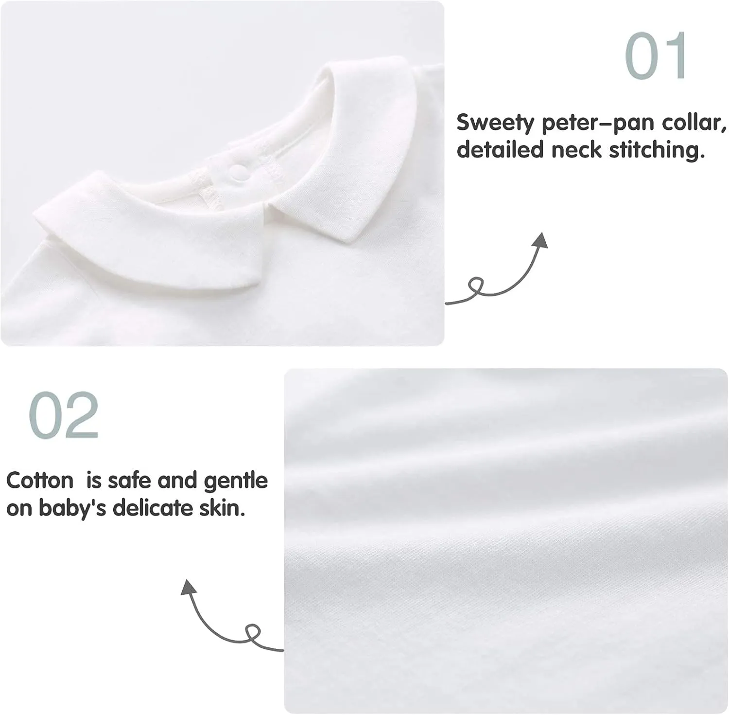 pureborn Baby Romper Bodysuits 2-Pack Unisex Soft Cotton One-Piece Outfit for Infant Boys Girls 0-24 Months